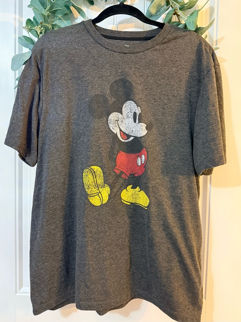 💫4/$25 • Disney Dark Gray Mickey Mouse Graphic Tee with Red and Yellow Accents